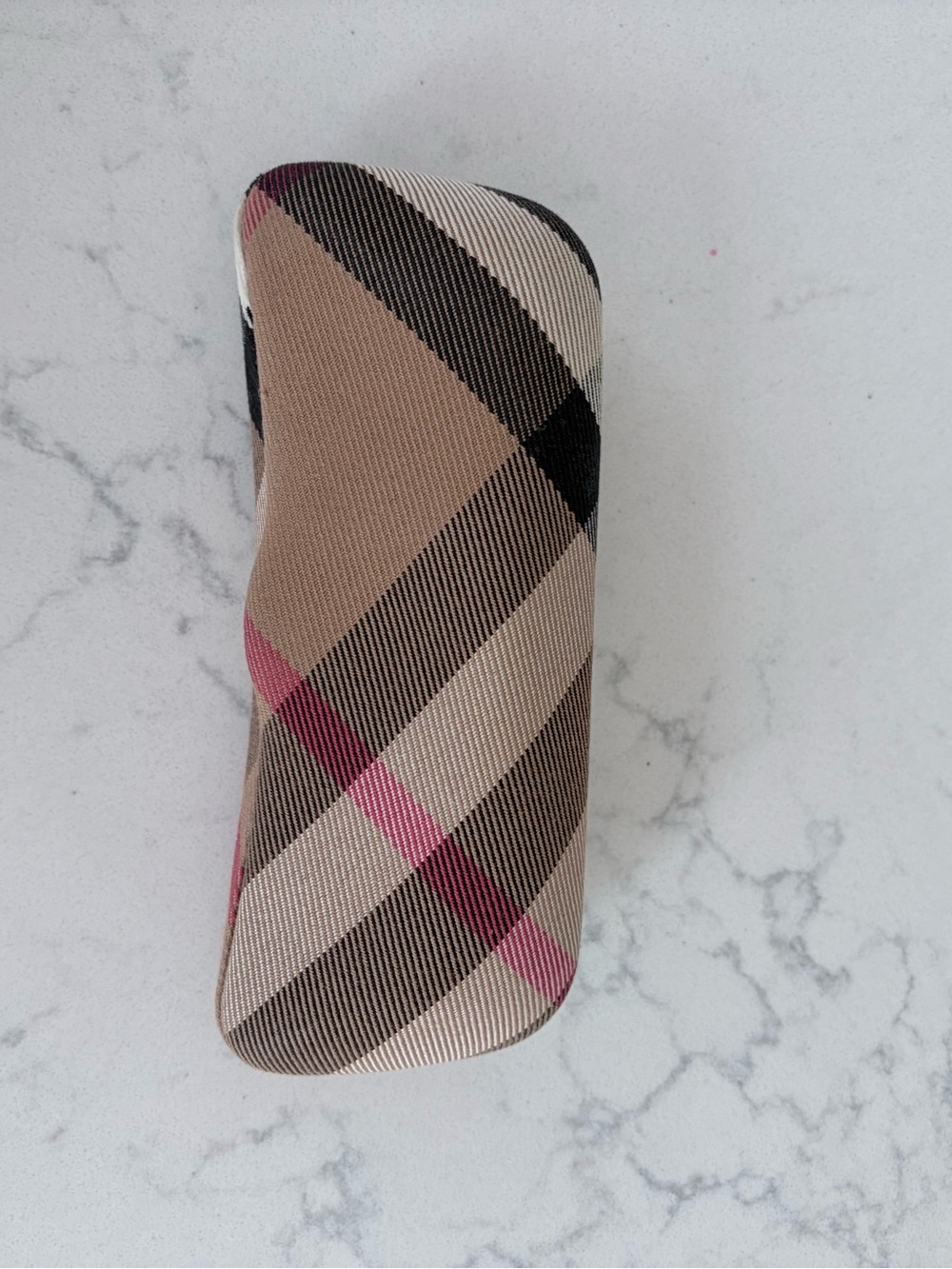 Burberry Beige Plaid Sunglasses Case with Pink Accents